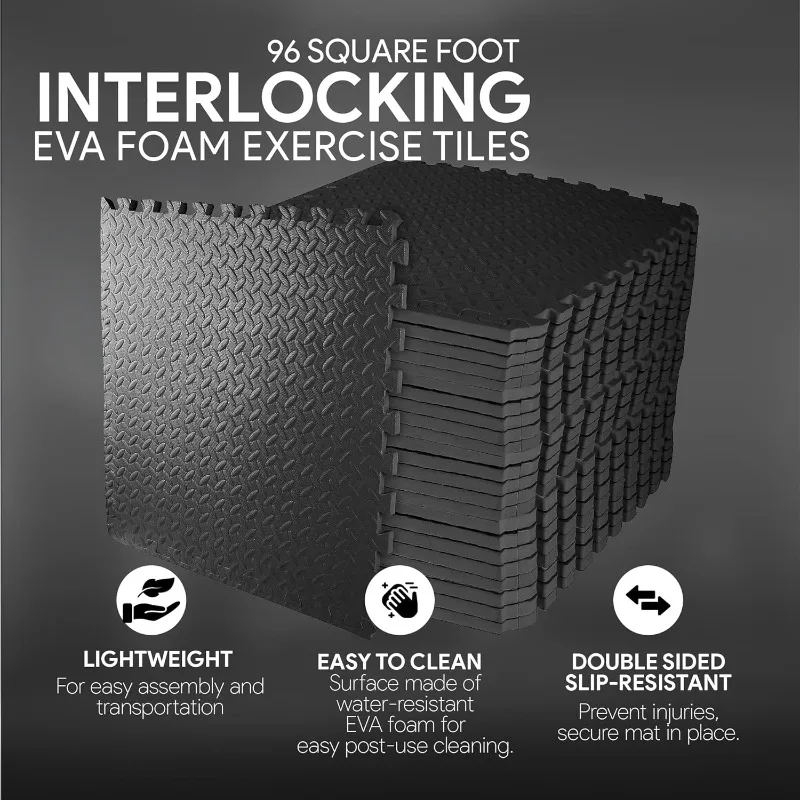 EVA Foam Interlocking Tiles for MMA, Exercise, Gymnastics and Home Gym Protective Flooring, 3/4