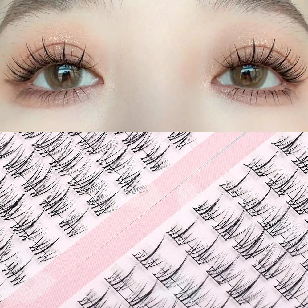 Set di ciglia finte Natural Individual Lashes Eye Makeup Manga Thick Wispy Soft ciglia finte Extension Cluster Kit pinzette colla