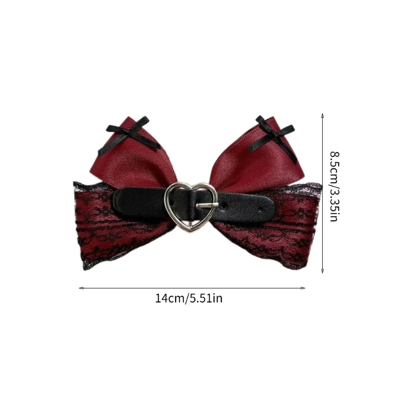 Lace Hairpin Large Bow Hair Clip Black Elegant 2000s-style Bow Bunches Headwear Sweet Balletcore