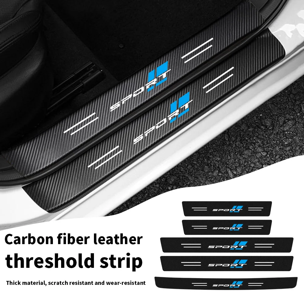 Sport Four-Panel Blue Car Threshold Strip Creative Modification Cute Girl Car Door Step Anti-Scratch Protective Strip