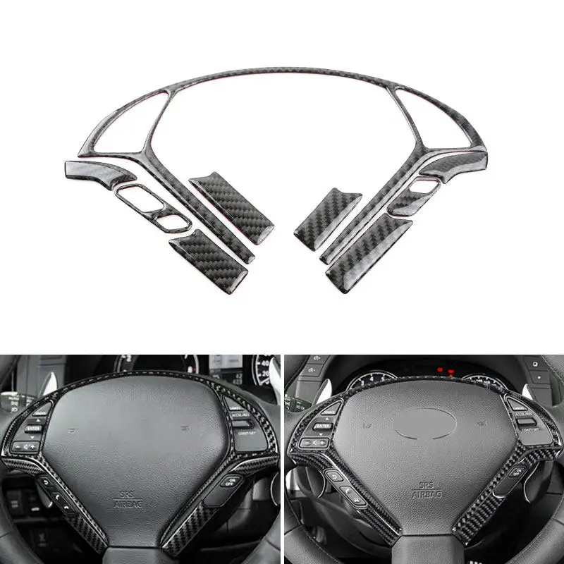 

For Infiniti G37 2008-13 G35 07-08 G25 11-12 Q60 14-15 Carbon Fiber Steering Wheel Panel Cover Car Interior Accessories Sticker