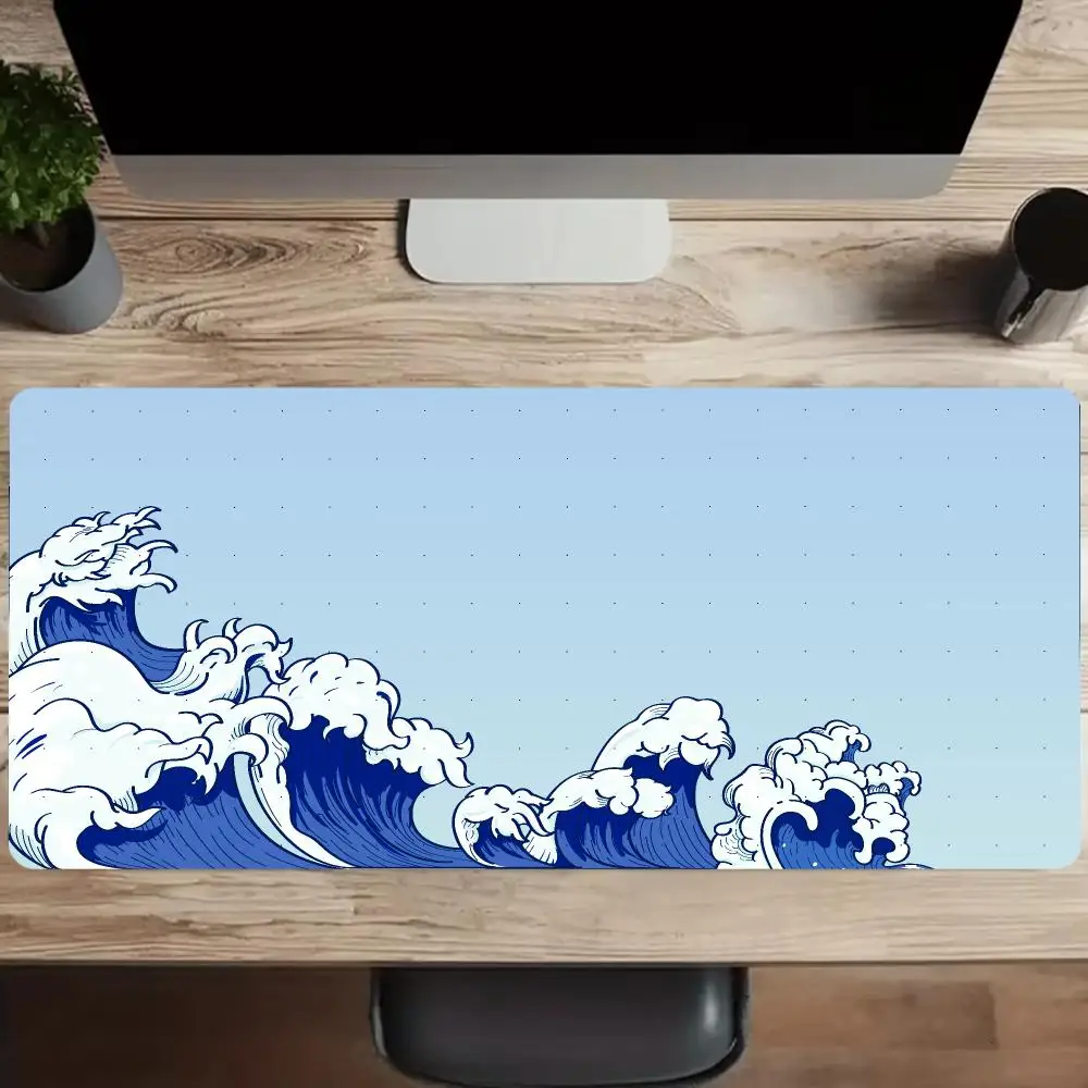 Blood Moon Great Wave Mouse Pad Large Set Up Office Decor Gaming Setup Decoration Carpet Desk Decorating Supplies Rug Desk Mats