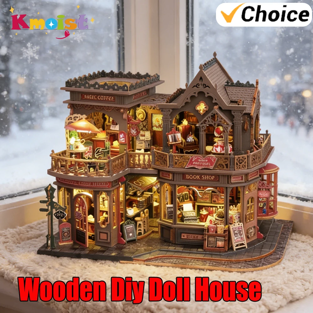 

Деревянный кукольный домик DIY: миниатюрная мебель, кофейня, домик для кукол, ручная работа, сборная модель, игрушки, подарки на день рождения