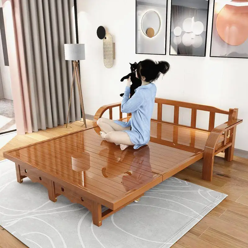 DSA bamboo bed sofa bed simple folding bed dual-purpose single nap home double multi-function office lunch break