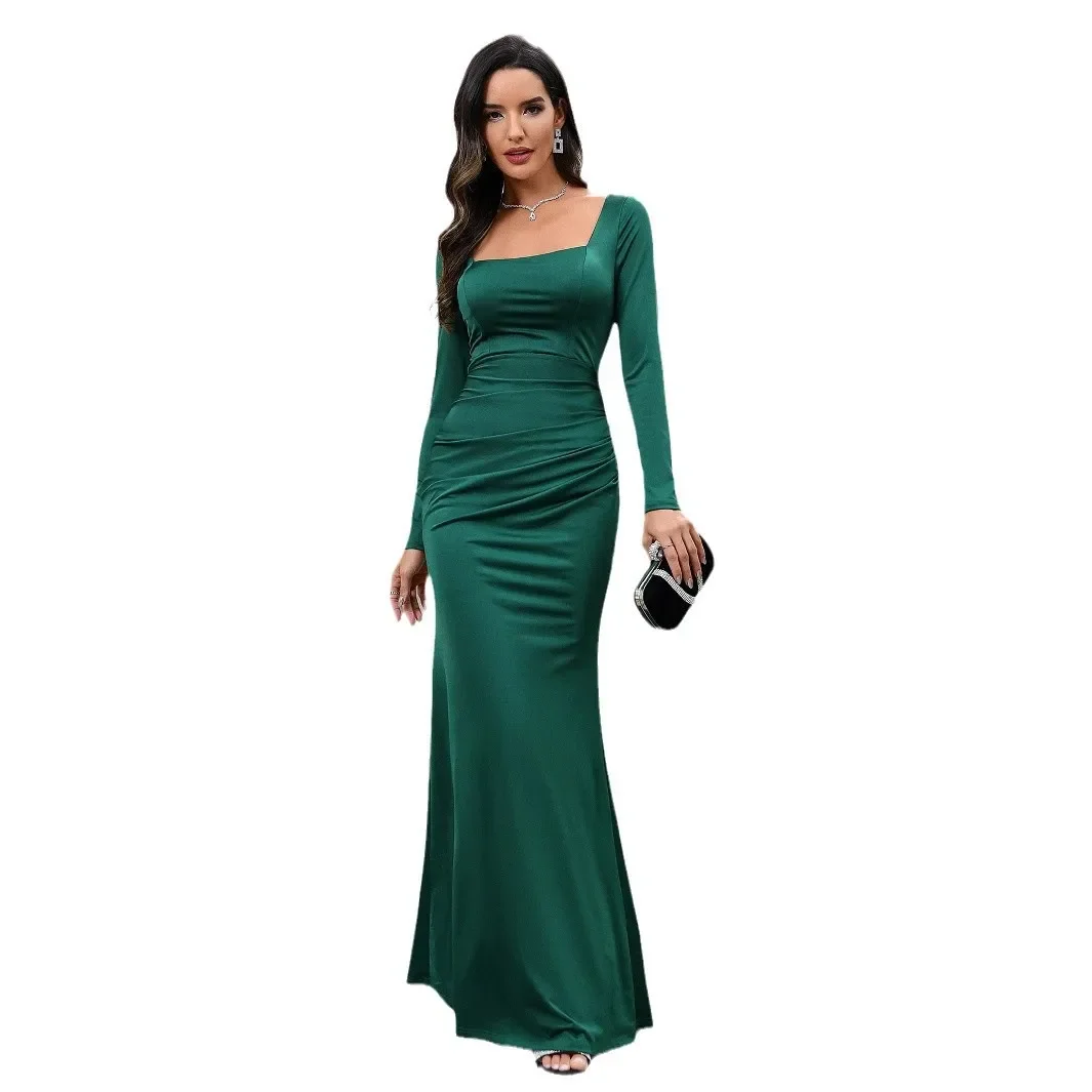 New European and American women's clothing temperament elegant dress socialite high waist waist fishtail dress