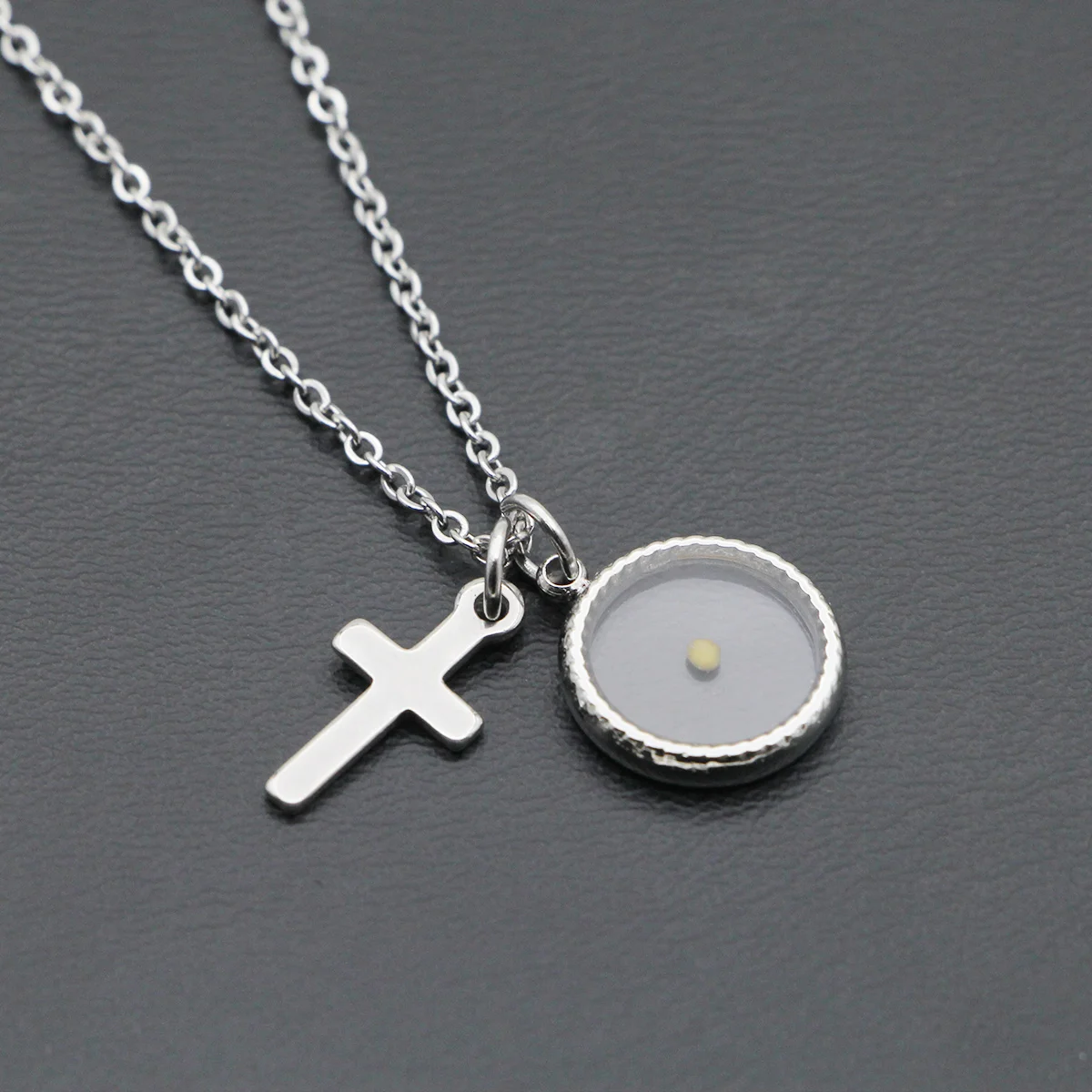 Fashion stainless steel faith mustard seed necklace cross charms religious christian jewelry women acier inoxydables bijoux