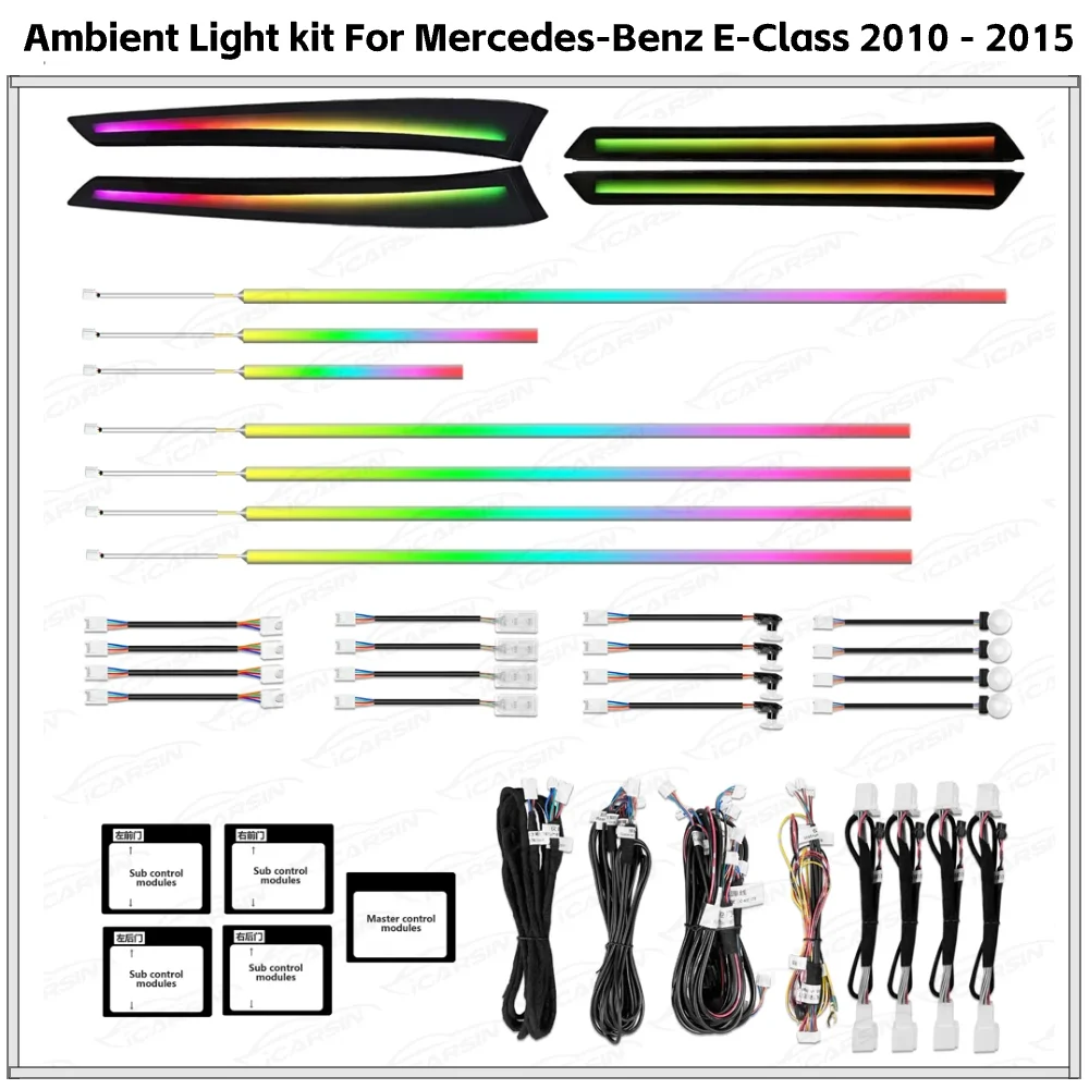 

APP Control 64 Colors Dynamic Ambient Light for Mercedes E Class W212 2010-2015 Rainbow Mode Interior Lighting Upgrade Kit