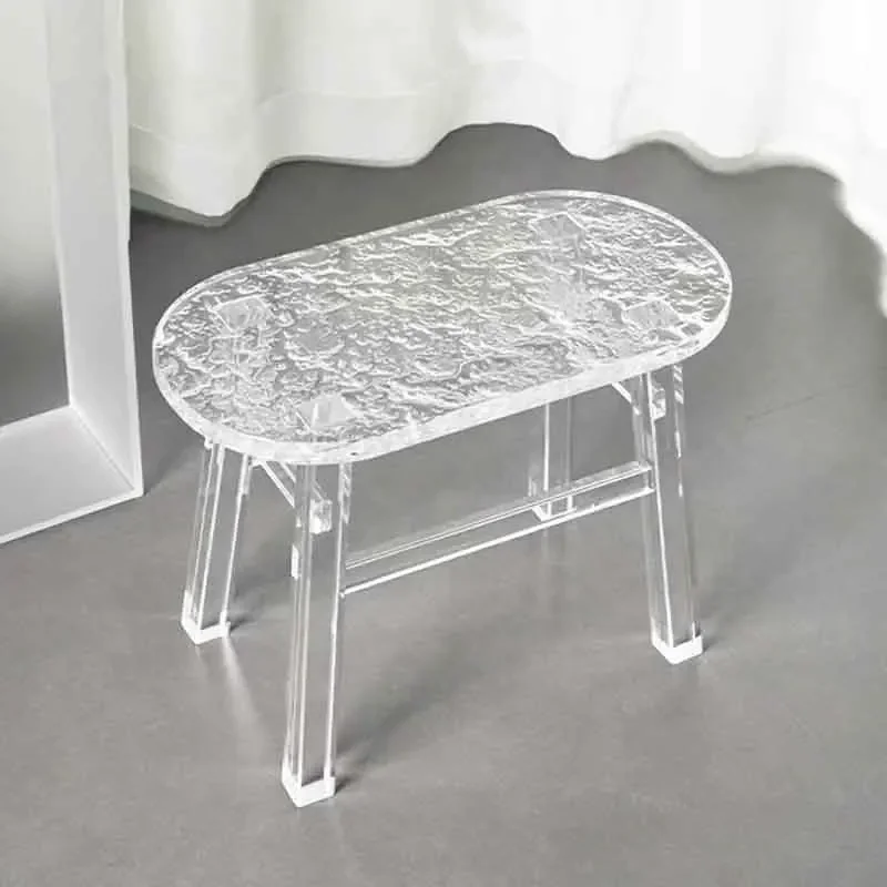 Nordic Furniture,Stone Patterned Acrylic Stool,Transparent Shoe Changing Stool,Creative Footstool,Leisure Chair,Home Mobile Seat
