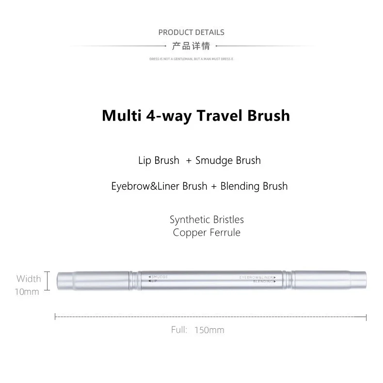 Natural Multi 4 way Travel Makeup Brush 4-in-1 Eyeshadow Blending Smudge Lip Liner Brow Cosmetics Beauty Tool