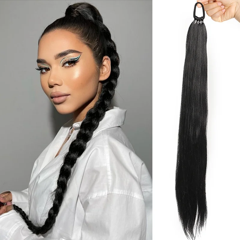 

Синтетические наращивания хвоста с резинкой для волос, обертывание вокруг наращивания волос, резинка для хвоста, кольцо для волос, 28-дюймовая коса с эффектом омбре, сделай сам