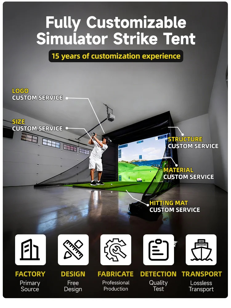 Outdoor Golf Training Simulator Cage Sports Practice Golf Simulator Enclosure With Impact Netting and All Poles