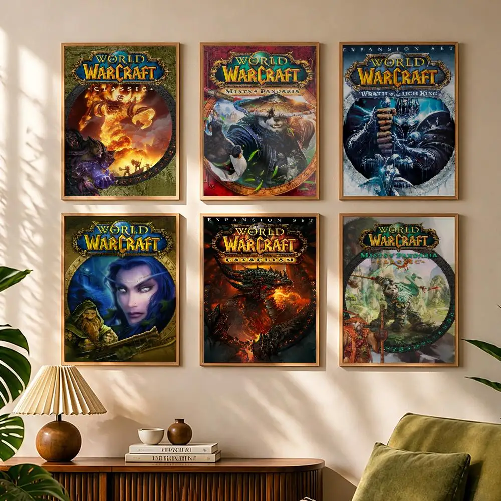 Game W-World of Warcraft Painting Calligraphy Canvas HD Poster Waterproof Fade Resistant Wall Art Print for Home Decor