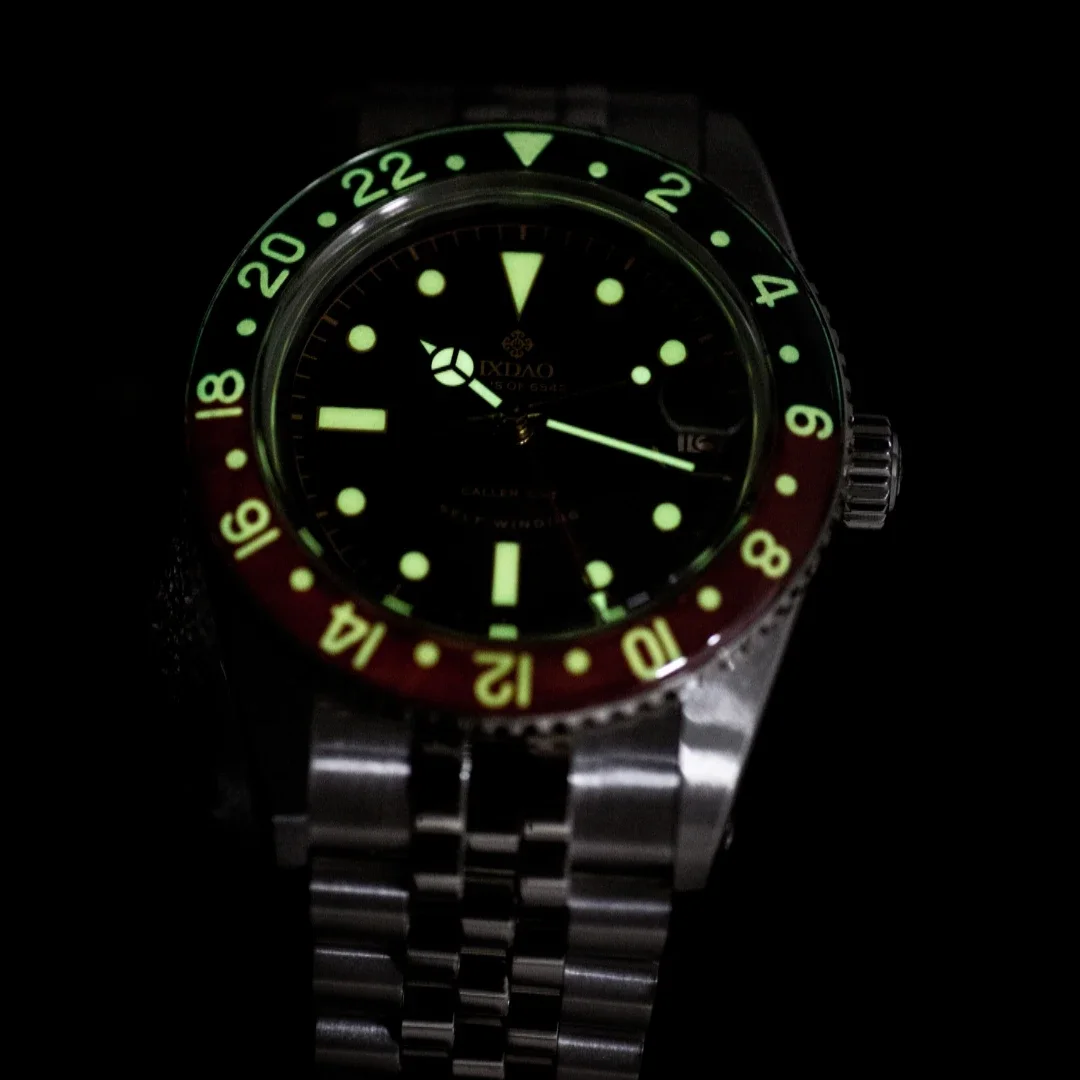 2025 جديد IXDAO ساعات آلية أوتوماتيكية للرجال NH34A GMT 38 مللي متر الأعمال JD6542 مقاوم للماء 100 متر C3 طلاء reloj hombre