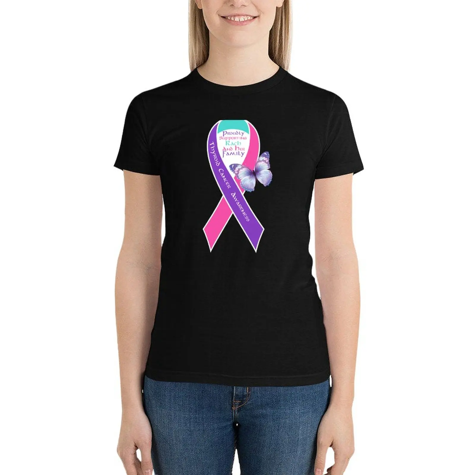 

Thyroid Cancer Awareness Ribbon (Rach) T-Shirt shirts graphic tees tops plus size tops clothes for Women