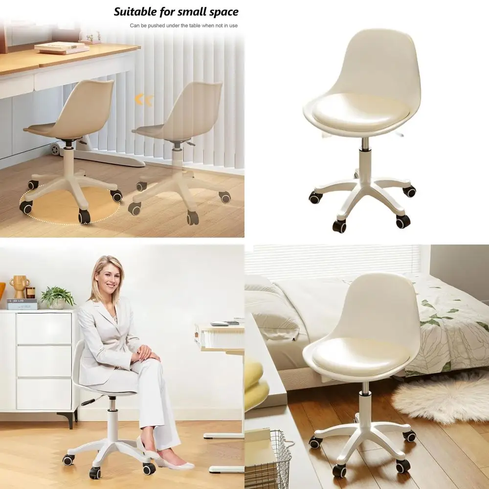 

Милый безрукавный стул для туалетного столика с мягкой подушкой, регулируемый пластиковый стул для подростков и девочек для домашнего офиса