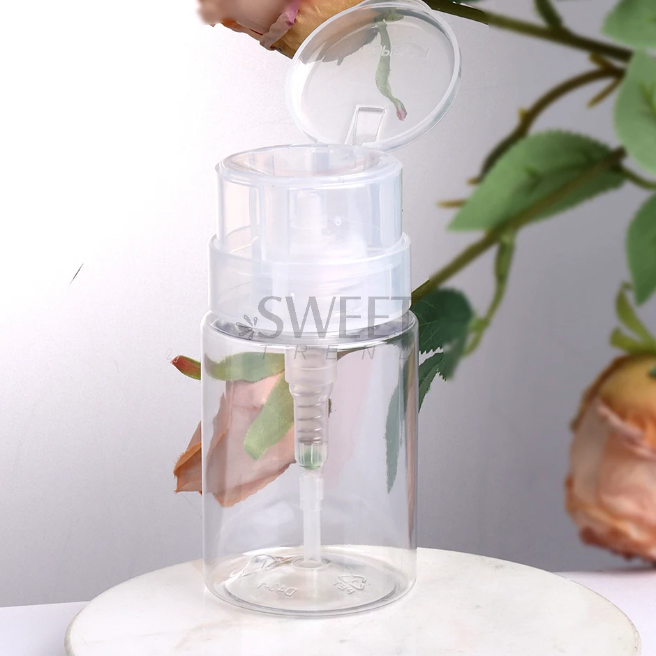 100ml 리필 가능 빈 프레스 펌프 병 클리어 디스펜서 액체 용기 리무버 클리너 폴란드어 메이크업 매니큐어 도구 액세서리