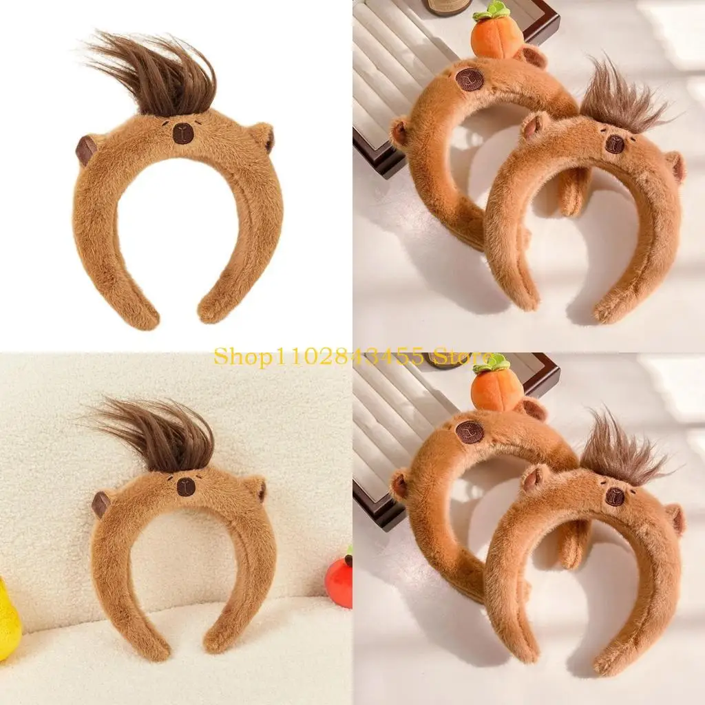 

49MC Teens Cartoon Headband Adult Plush Headpiece for Makeup Washing Face Sports Headband Anti Hair Slip