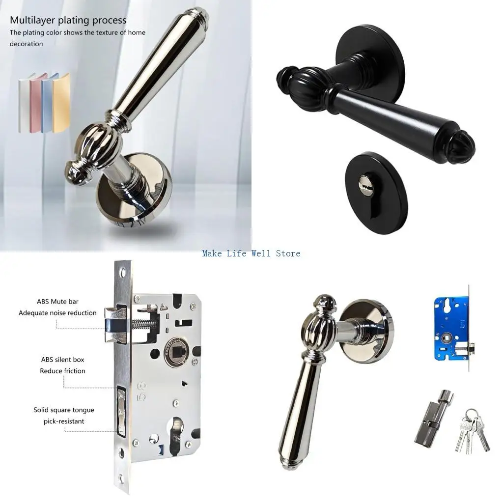 

Upgrades Zinc Alloy Door Handle Lock Set Keyed Entry Door Lock Interior Door Lock set for enhances homes Security & Styles