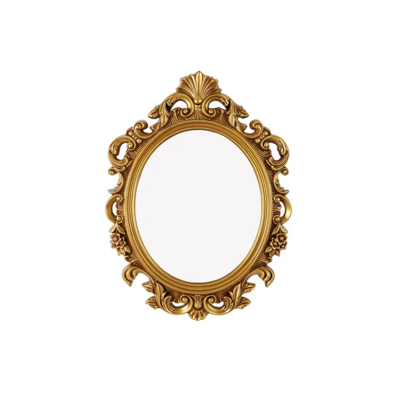 LH Retro Badezimmerspiegel oval geschnitzter Schminkspiegel Wandspiegel Dekoration Badezimmerspiegel