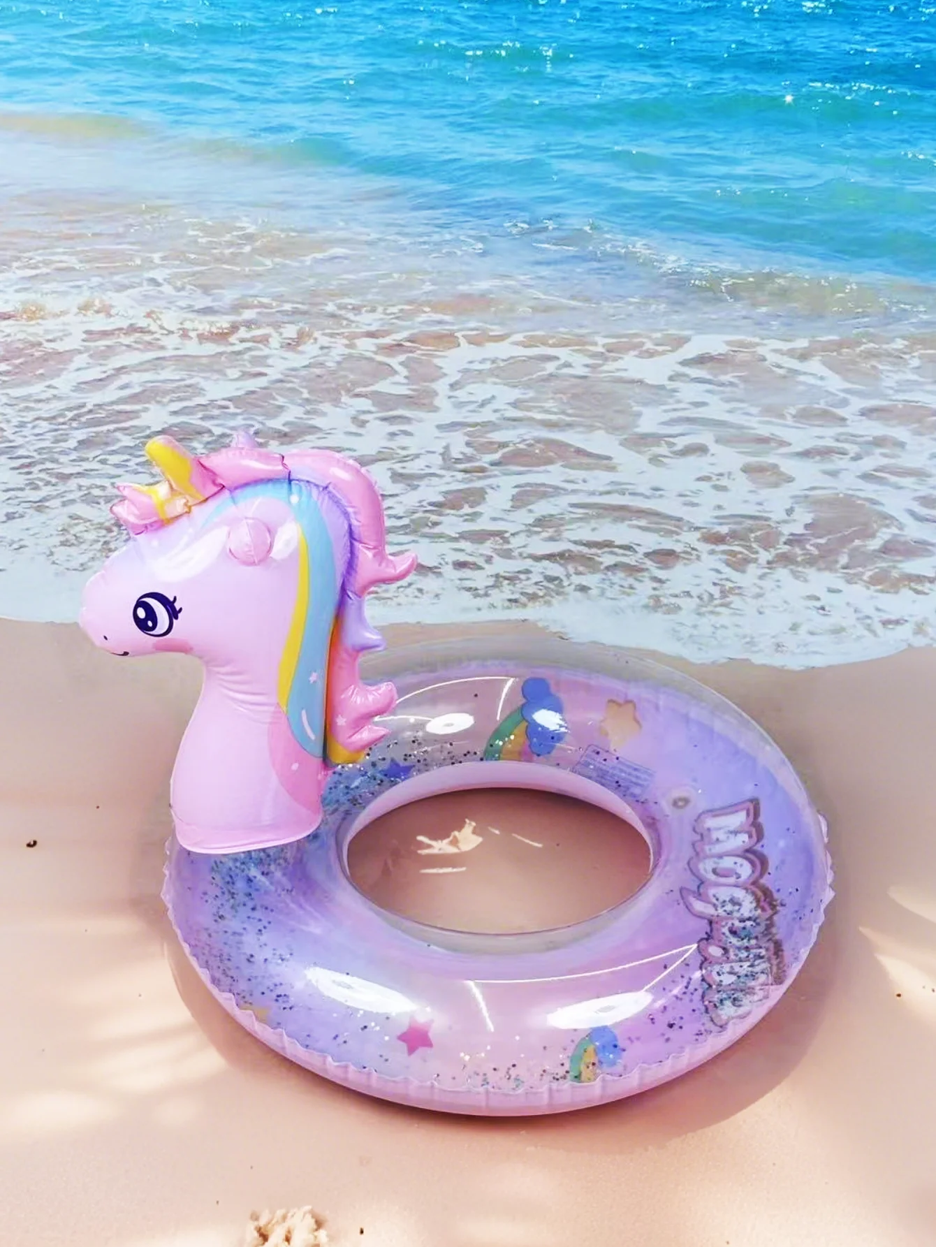 1 قطعة قوس قزح ملون يونيكورن المهر السباحة الدائري ، سميكة صديقة للبيئة PVC بركة تعويم ، الكرتون على شكل Fl #3