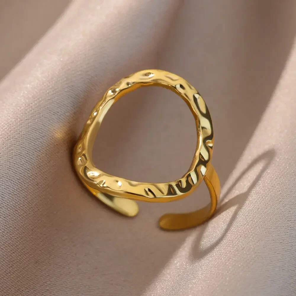 Edelstahlringe für Frauen, ästhetisches Herz, goldfarben, Ehering, Vintage, wasserdicht, Hochzeitsschmuck, Abschlussball, Accessoires, Geschenk