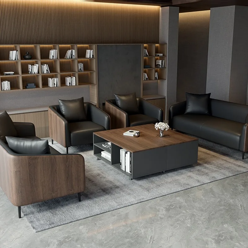Light Luxury European Style Leather Sofa Office Modern Style Modular Sofas Luxury Office Sofa