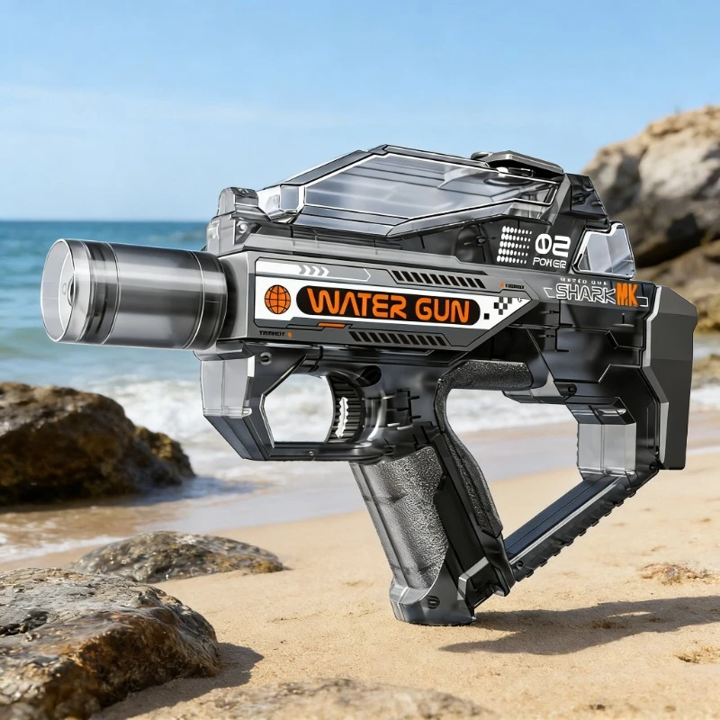 

Электрический водяной пистолет с подсветкой и звуковыми эффектами, автоматический, с непрерывной подачей воды, детская игрушка для пляжа, бассейна, двора