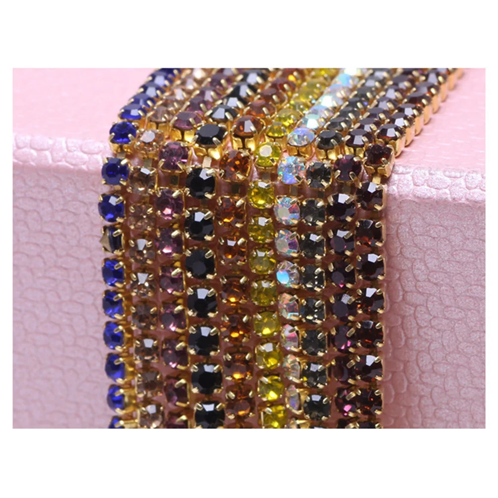 

10M Crystal Rhinestone Chain Trim 2Mm Dark Blue For Jewelry Sewing Craft Diy Wedding Decor Glass Sparkly Trimming Ribbon