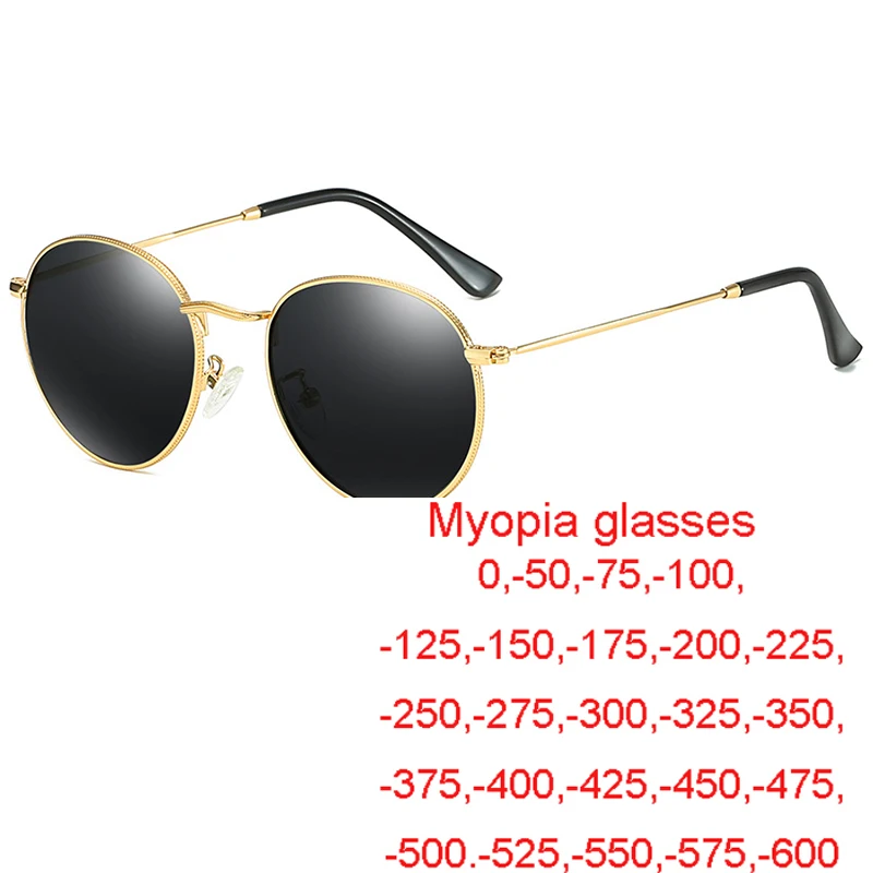 

Brand Designer Vintage Round Polarized Myopia Sunglasses Man Retro Small Frame Nearsighted Sun Glasses Male Fashion Driving Shad