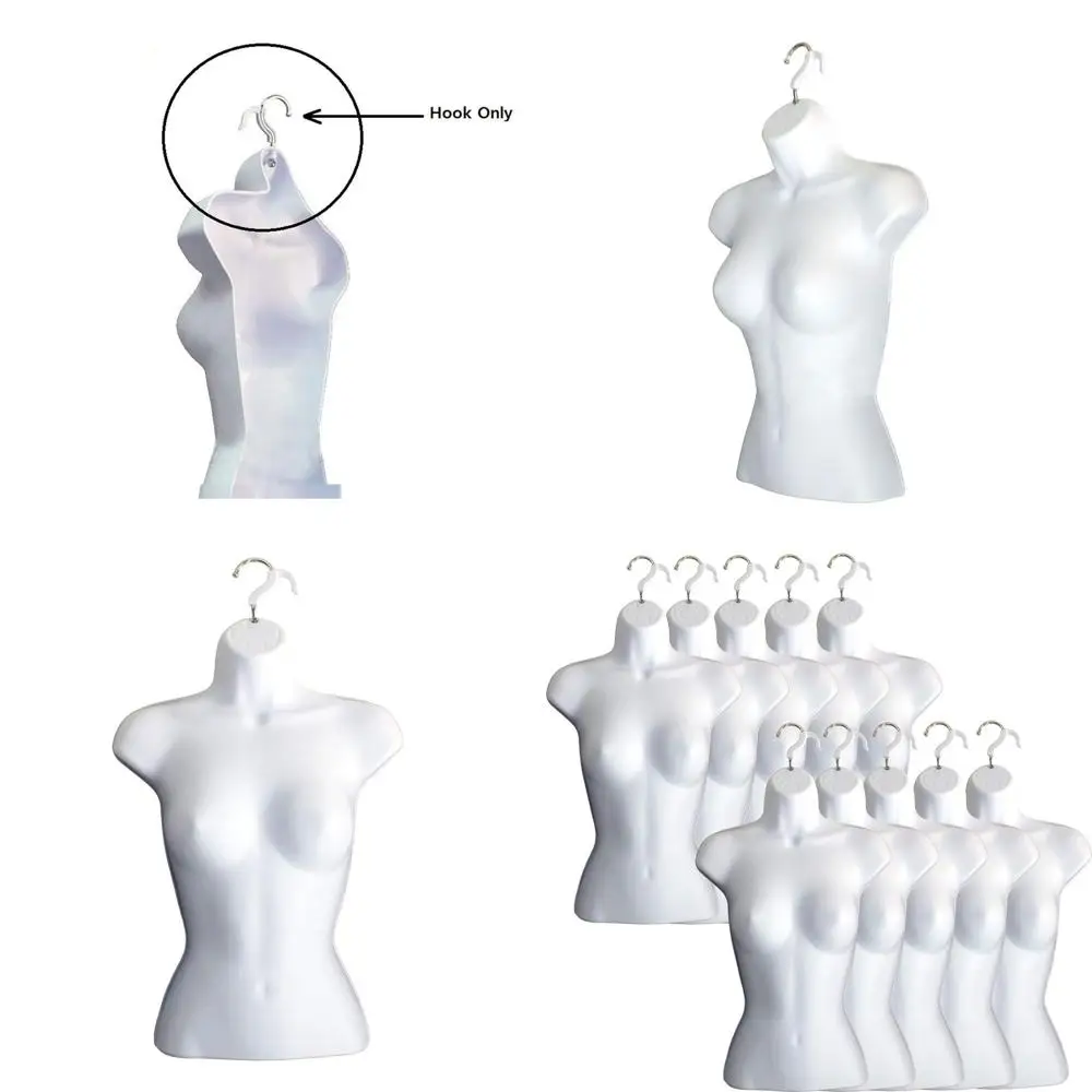 

Stackable White Male Mannequin Set for T-Shirt Displays, Countertop, and Photo Shoots (10-Pack, S-M Size)