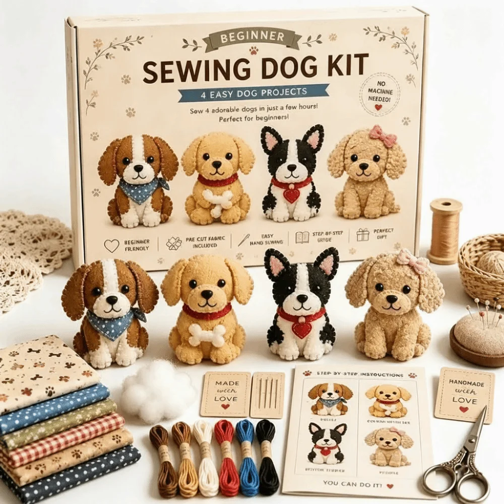 Pre-cut Fabric DIY Sewing Kit Cartoon Animals Easily Sewing Handmade Keychain Art With Guide Handcrafted Animal Keychain Kit
