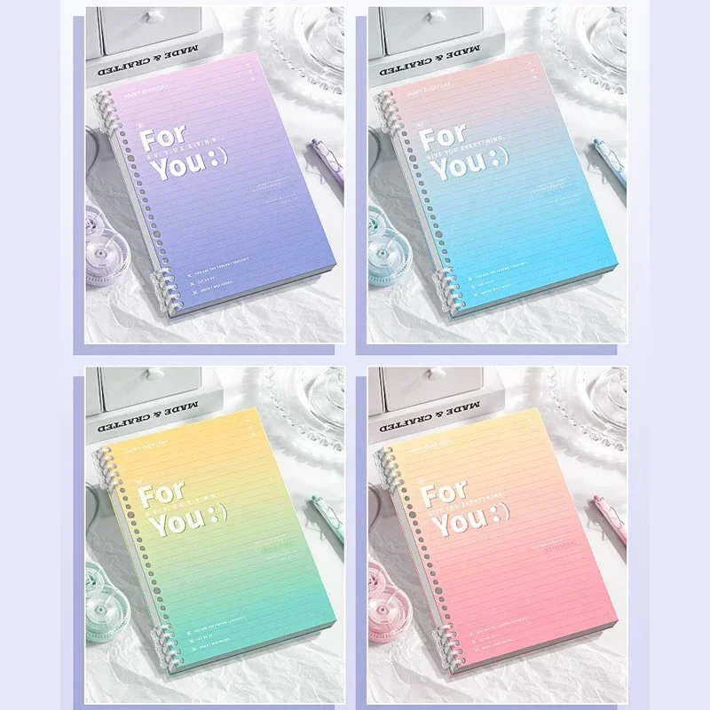 Notebook gradien warna penutup dapat diganti Halaman dalam Notebook kantor Coil Notebook Homework Book A4/B5 dilepas