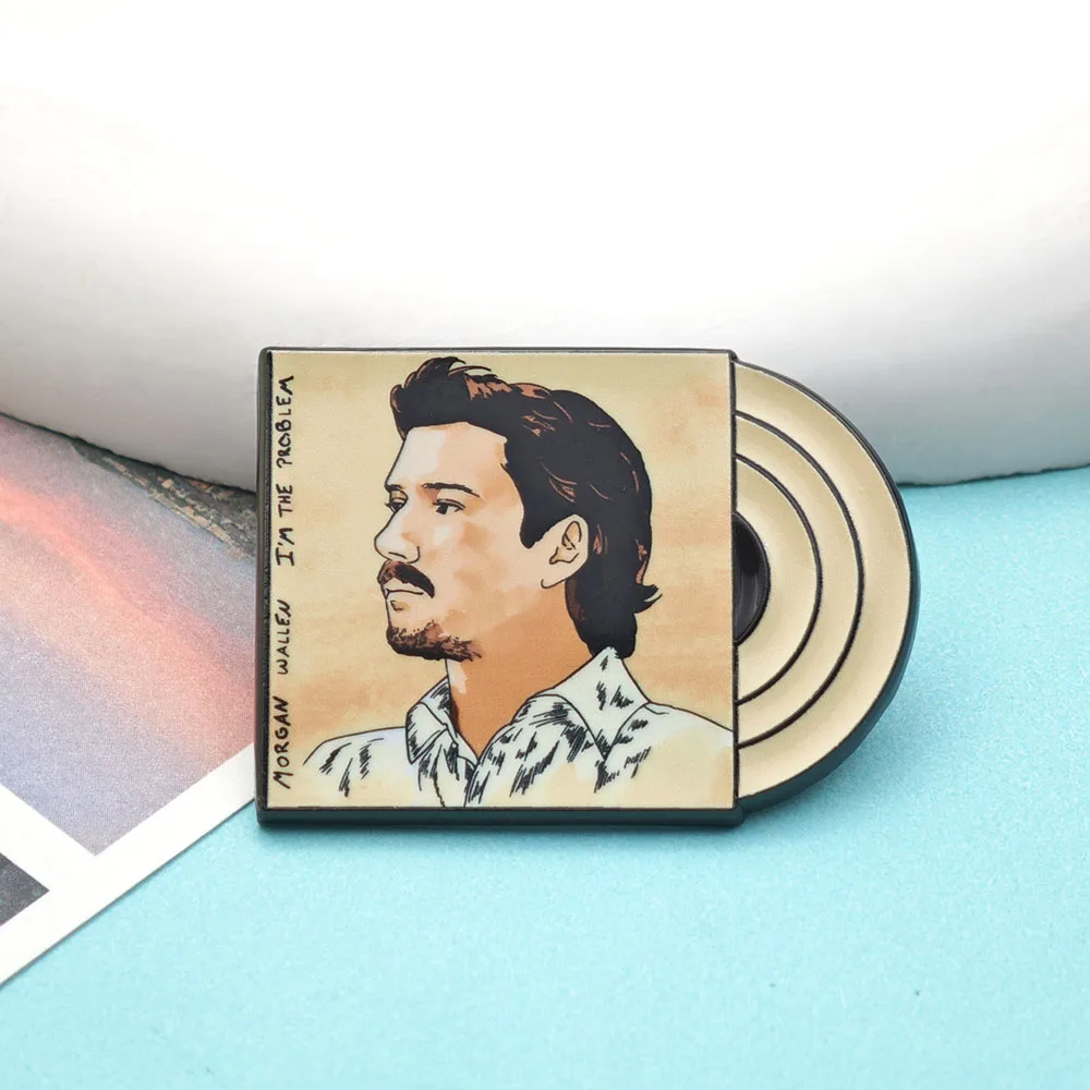 M-Morgan Wallen – Ich bin das Problem – Brosche, Anstecker für Country-Musik-Fans, Reversnadel, beige Vinyl-Schallplatten-Abzeichen, Album-Sammlerstück, Schmuck, Geschenk. – Detail 8