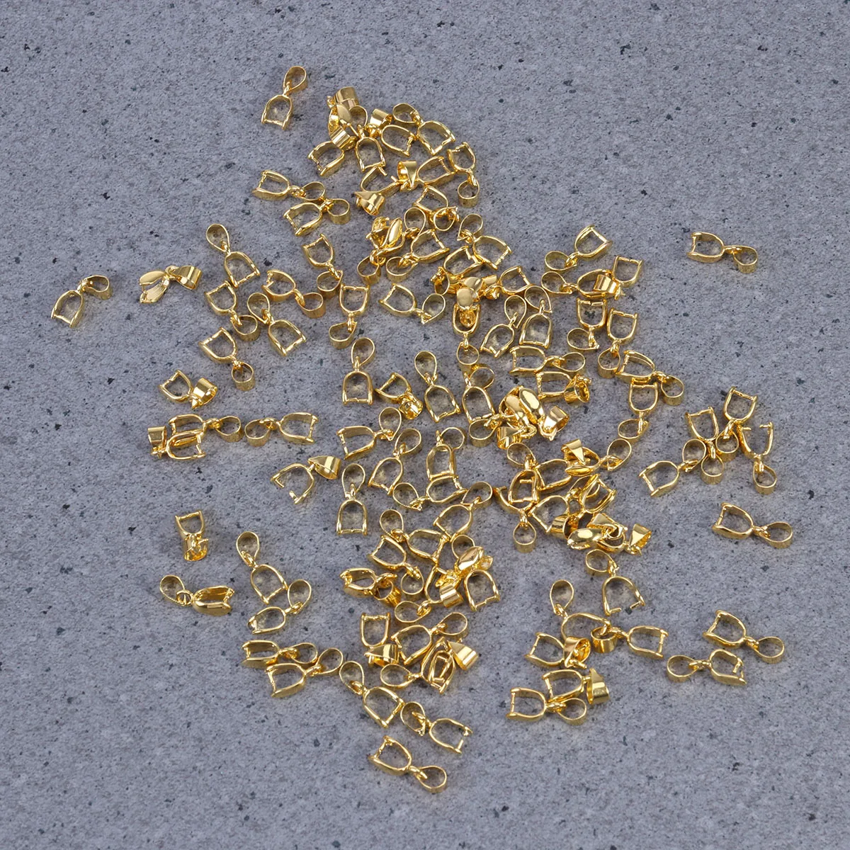 

100Pcs Metal Bail Bead Pendant Connector Pinch Clasp 16mm Durable Jewelry Findings DIY Bracelet Necklace Accessory Golden