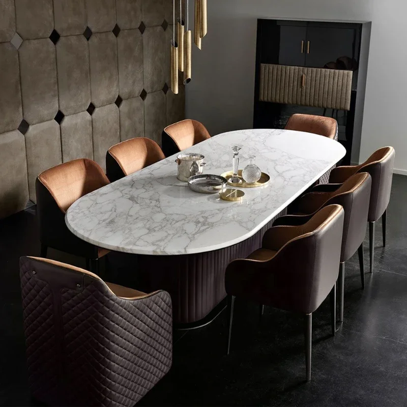 

luxury Italian leather dinner dining table and chairs 6 luxury dinning chairs modern marble dining room furniture table set