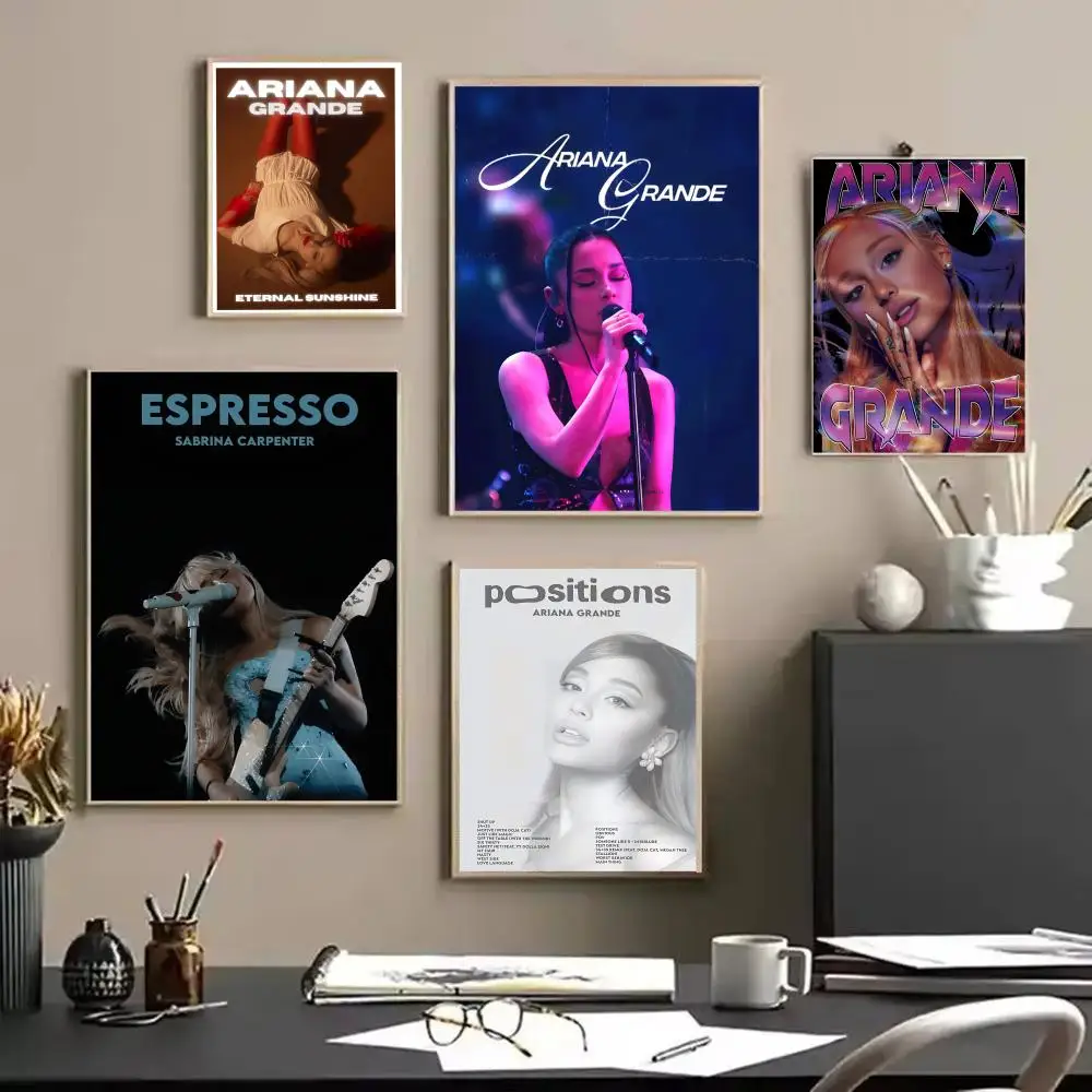 Hot Singer A-ariana Grande Poster, HD-Kunstposter für Zuhause, Bar, Café, Dekor, DIY-Vintage-Druck für Büro und Zuhause an der Wand