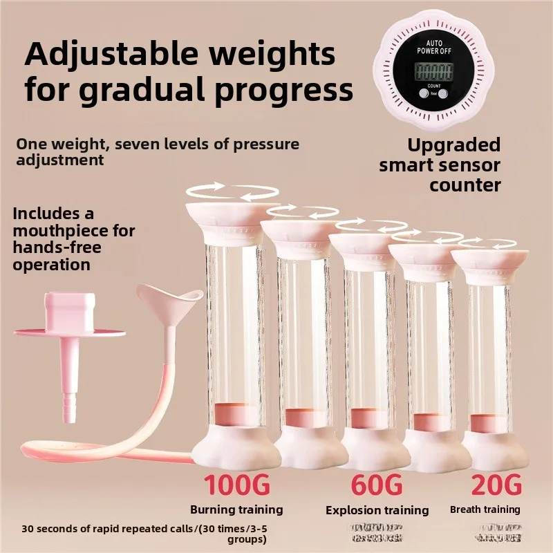 

Breathing Muscle Trainer with Counter, Abdominal Workout Device for Lung Capacity & Core Strength, Home Fitness Equipment