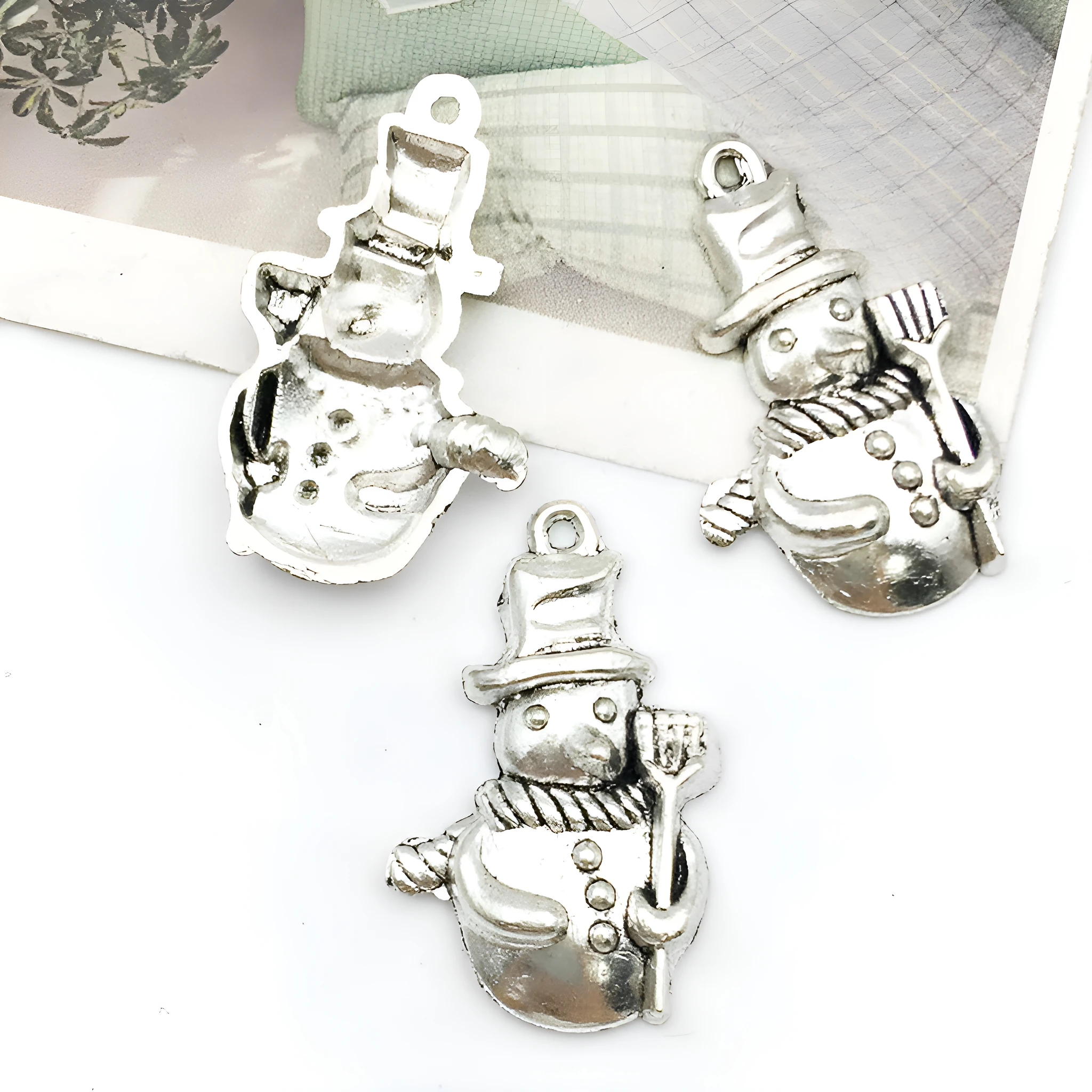 10/20 pcs/Pack Antique Silver Christmas Snowman Pendant DIY Necklace Bracelet Jewelry Making Back to School Christmas Accessorie