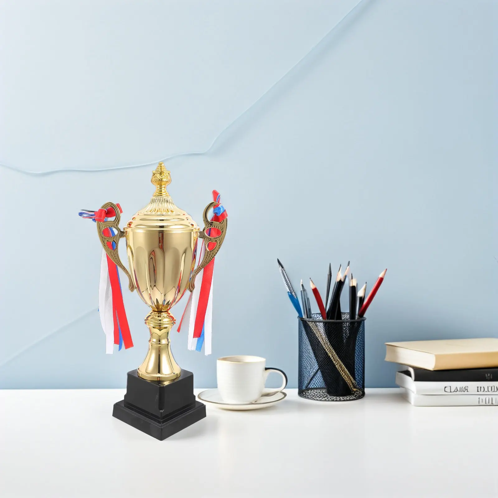 Sports Trophy Gold Finish Elegant Design 28.5cm Large Competition Prize Winner Award Office Classroom Rewards Cup