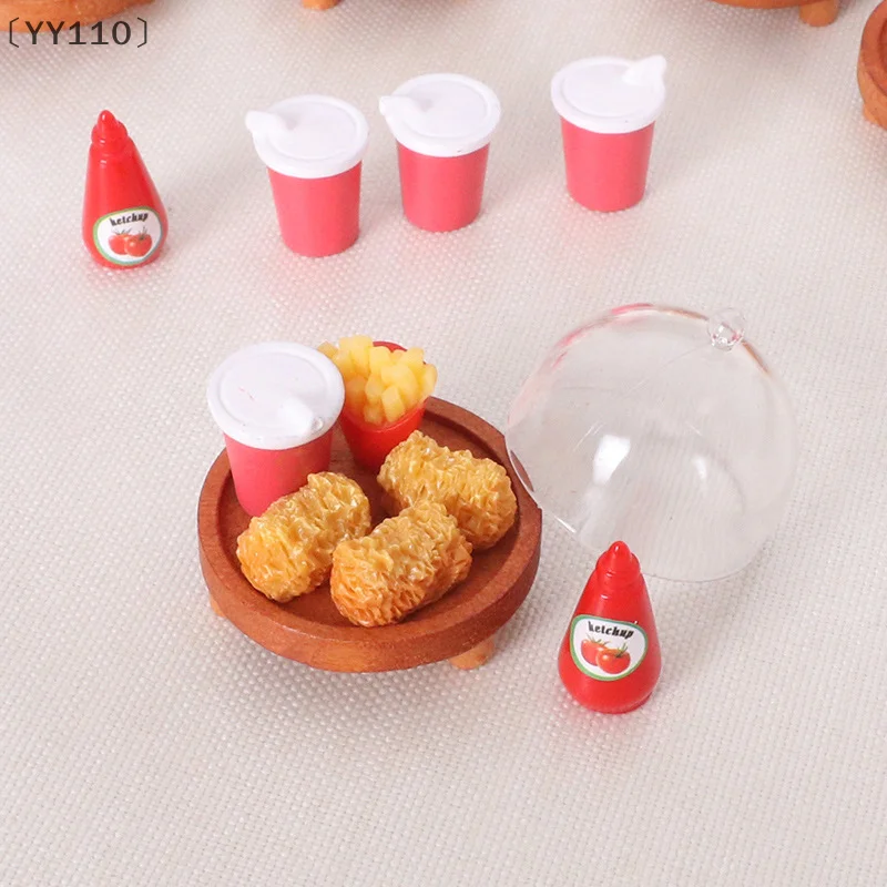 

〔YY110〕1 Set Dollhouse Accessories Mini Simulation Cola Chicken Wings Tray Miniatures Food Decor DIY Supplies Model Ornament Toy