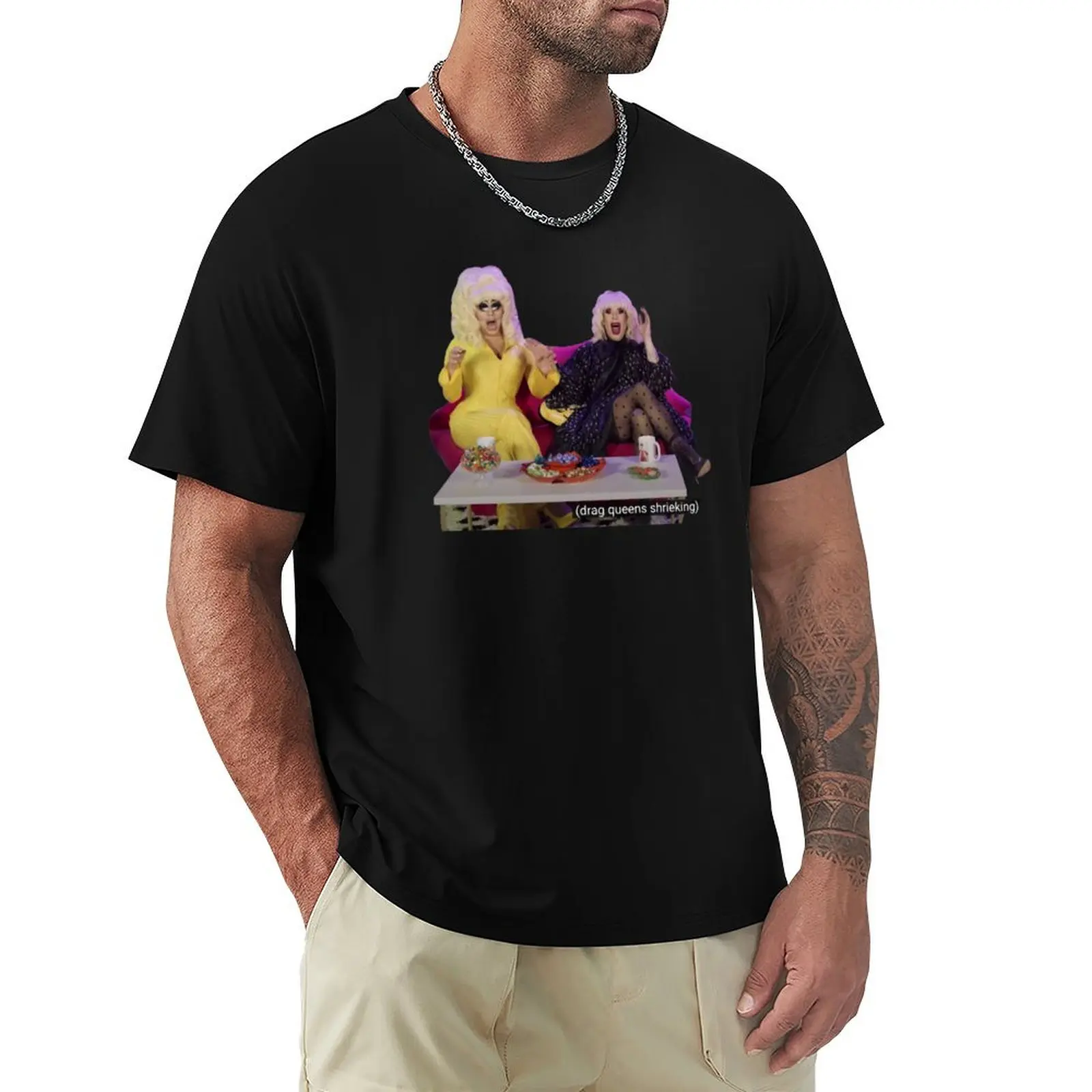 Drag queens shrieking T-Shirt Work Short Sleeve Cotton Top
