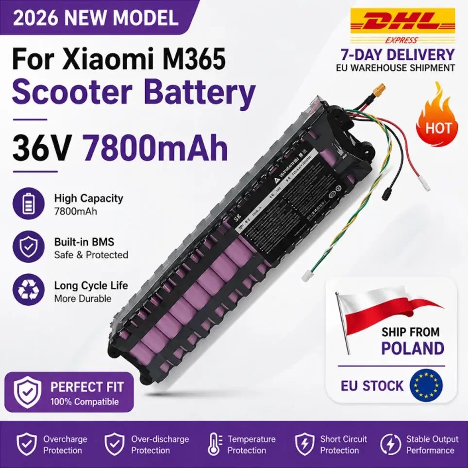 Batteria agli ioni di litio ad alta potenza 36V 7800mAh 10S3P, specifica per monopattino elettrico Xiaomi M365 Pro, batteria di ricambio con autonomia fino a 30 km, sistema di protezione BMS