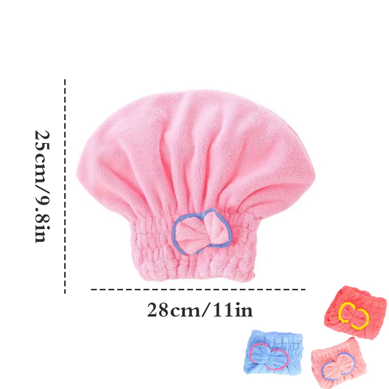 1pc Super Absorbent Coral Fleece Hair Drying Cap for Women - Quick-Drying Shower Cap with Cute Bow Design