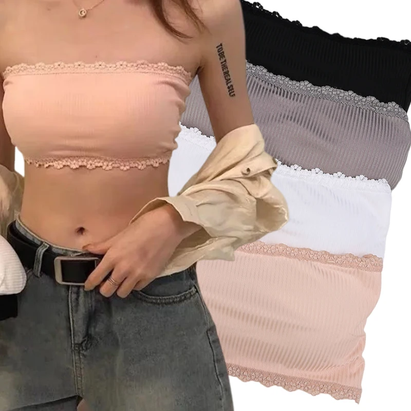 Neue atmungsaktive süße Spitze träger losen BH rutsch fest für Mädchen unsichtbar schöne Rücken stoß feste Weste Dessous vielseitige Boob Tube