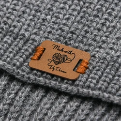 Leren labels, naailabels, echt lederen breilabels, tags voor handgemaakte items, laser gegraveerd, 0,75x1,18 inch, D572