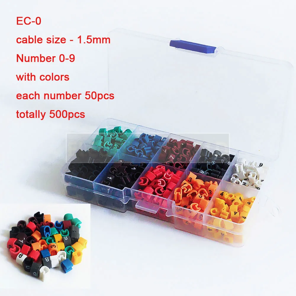 EC-0 EC-1 EC-2 Cable Marker Wire marker Number 0 to 9 Cable Size 1.5 sqmm mix Colored  PVC Marker Cable Label Cable Sleeves