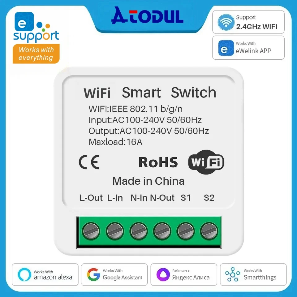 eWeLink 16A MINI Wifi Switch DIY 1-drożny pilot zdalnego sterowania Przekaźnik czasowy Automatyka dla inteligentnego życia Praca z Alexa Google Home