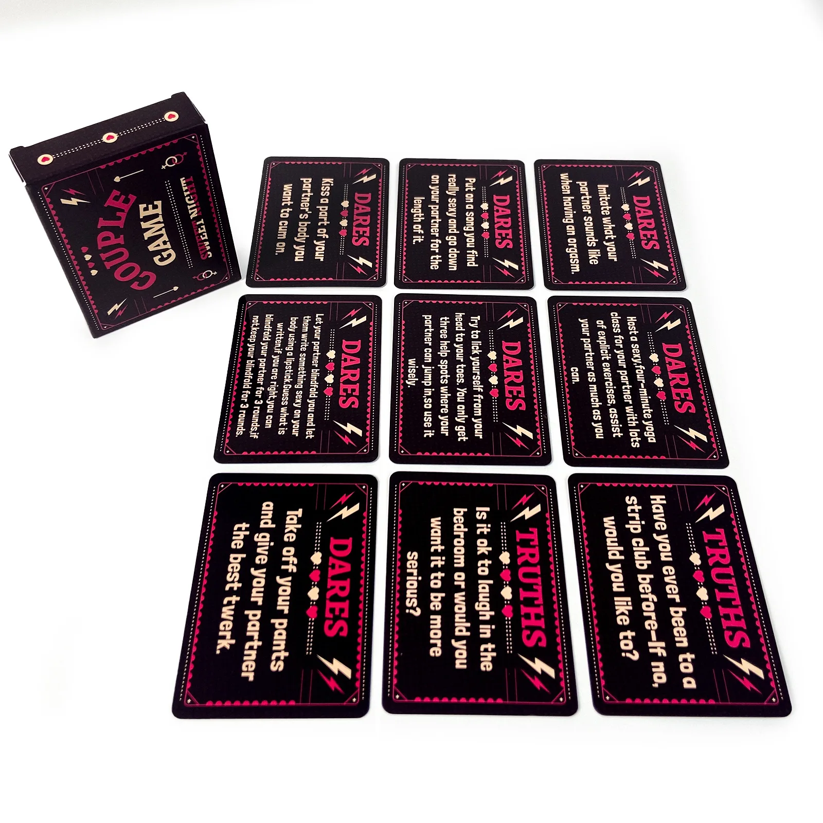 50 بطاقة ممتعة للزوجين، بطاقات ألعاب ذات طابع ليلي رومانسي وردي، ألعاب تفاعلية غامضة