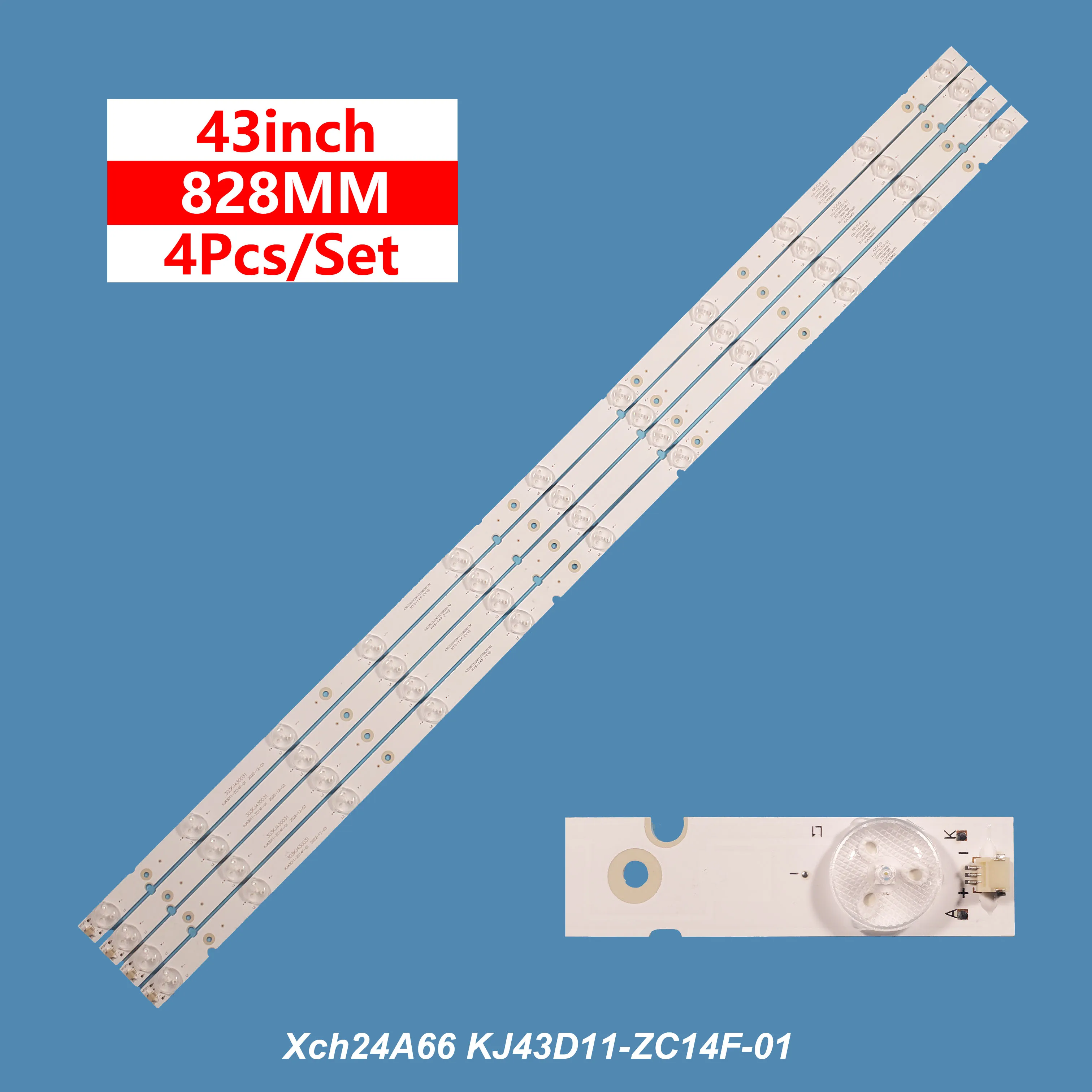 Tiras LED de TV KJ43D11 ZC14F 01 para HD43 HV430FHB-N40 tira de TV LED de 43 pulgadas 4 unids/set 828mm 11 tira de TV LED