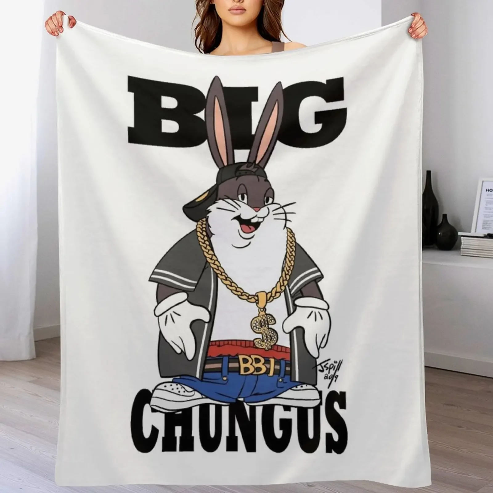 

Big Chungus T-Shirt Throw Blanket All Season Soft Lightweight Blanket for Home